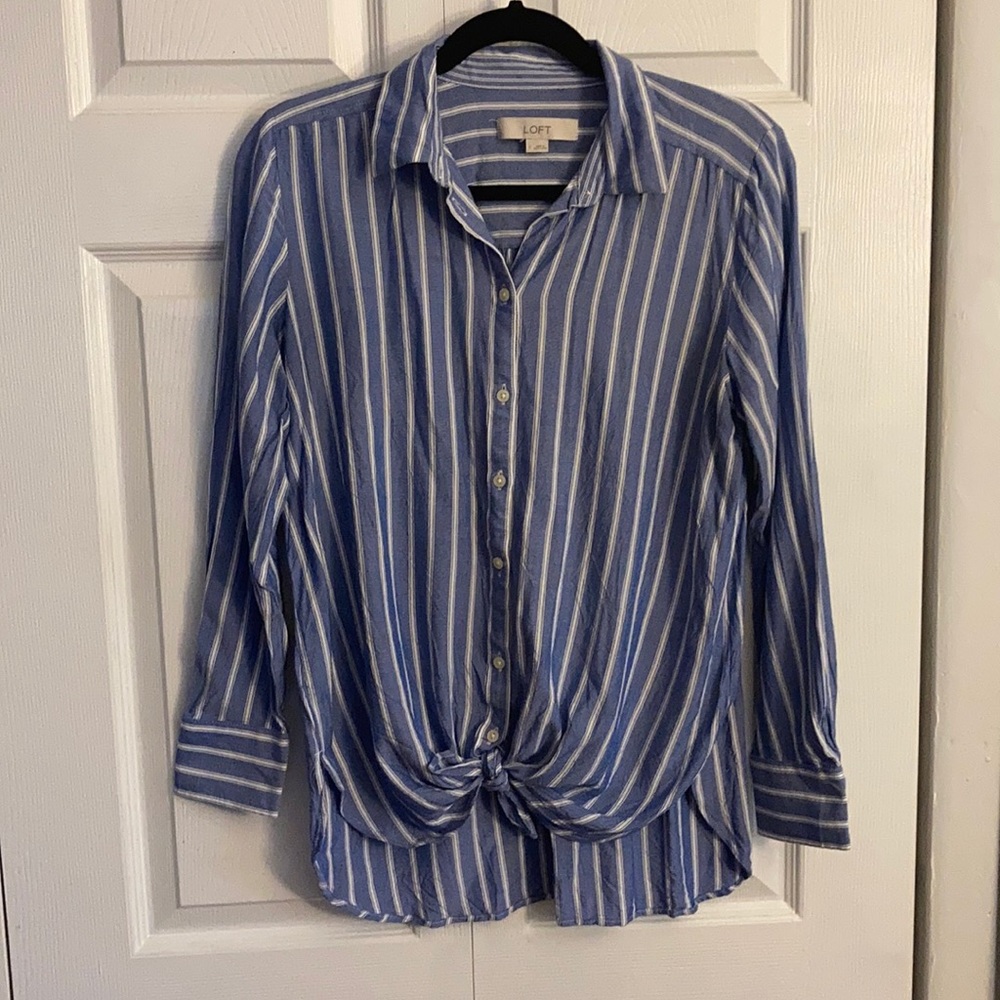 LOFT Tie-Front Button Down Shirt